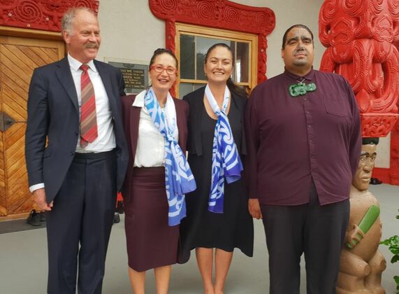 Left to Right: Stuart Henderson (Ngātiwai Legal Counsel), Paula Wilson (Ngātiwai Legal Counsel), Tania McPherson (Treaty Claims Manager) and Aperahama Edwards (Treaty Claims Committee Chairman)